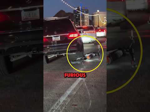Road Rager Loses Control and Runs Over E-Bike 😡🚴‍♀️ #shorts